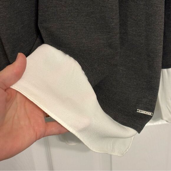 Anne Klein | Women’s Dark Grey Sweatshirt Pullover Top White Sheer Trim Size XL - Picture 9 of 15